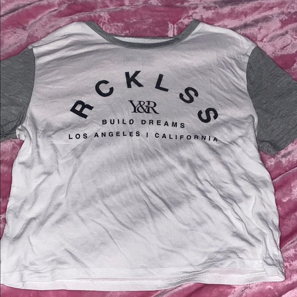 Young & Reckless White and Gray Graphic Tee